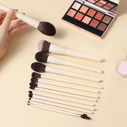 13-Piece Vegan Makeup Brushes Set - Fluffy Synthetic-Soft Bristles Eye & Face Cosmetics Kit with Nano-Fiber Handles
