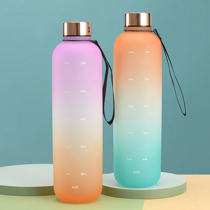 1L Water Bottles for Girls Kids Leakproof Gym Fitness Sports Bottle for Outdoor Travel, Camping Frosted Plastic Drinking Bottle