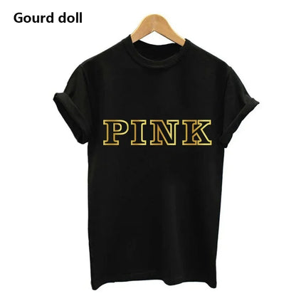 Harajuku Fashion PINK Letter Printed T-Shirts Women Tops Tee t shirt Women For Female O-Neck tumblr kawaii Casual Short Sleeve