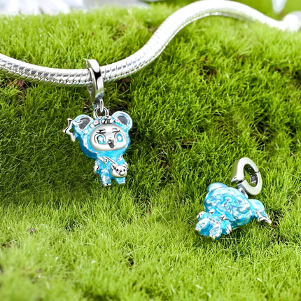 Blue Series 925 Sterling Silver Owl Butterfly Pirate Ship Car Beetle Clogs Charm Fit DIY Bracelet Necklace Fun Matching Gifts