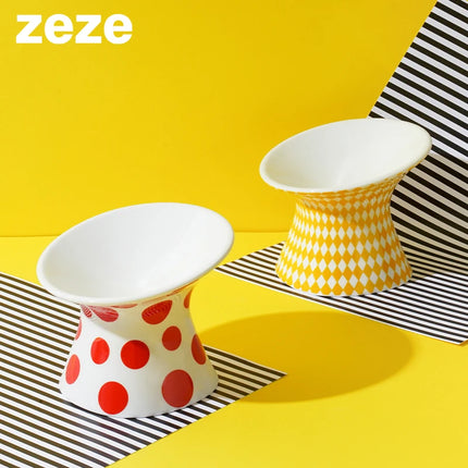Ceramic Cat and Dog Bowls, Anti-Tip Pet Food Dishes Elevated base design protects cats' necks, suitable for small dogs and cat