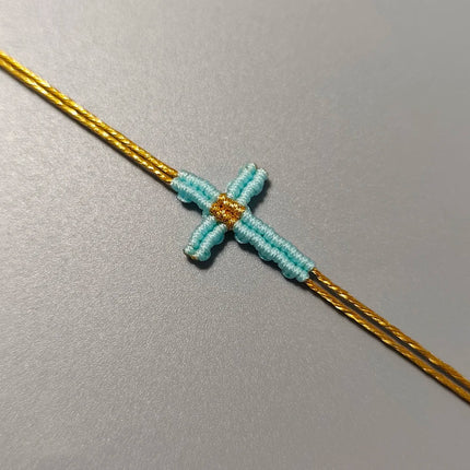 Hand-Woven Macrame Cross Bracelet Adjustable Bohemian Style Jewelry for Women Girls