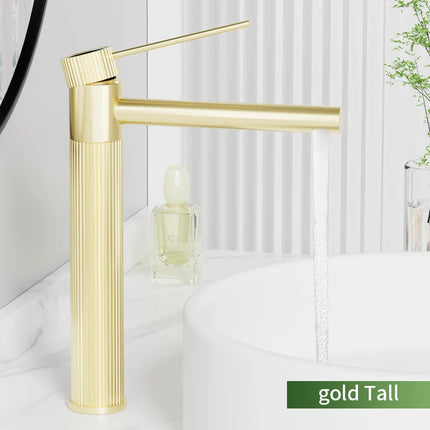 Stainless Steel Basin Faucet Gold/Black Bathroom Faucets Crane Tall Sink Faucet Hot Cold Water Sink Mixer Bathroom Faucet