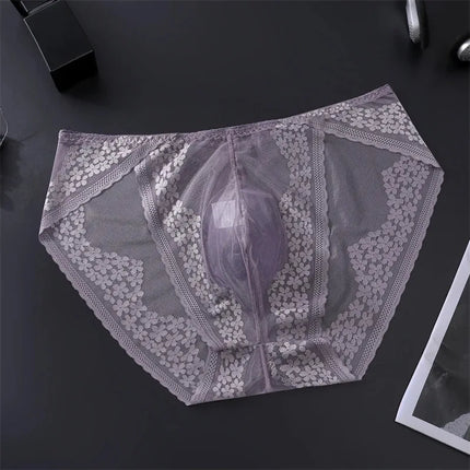 Lace Men's Underwear Ice Silk Calzoncillos Hombre 3D Convex Bag Adults 18 Plus Size Sexy Lingeries for Man Tangas Japonesa New