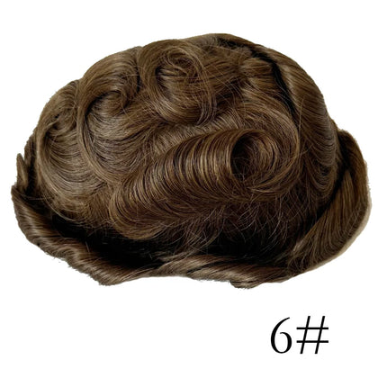 Undetectable Men Toupee All V Loop Super Thin Skin Hair Replacement System for Men Natural Hairline Wig