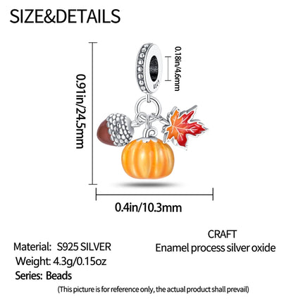 Autumn New 925 Sterling Silver Brown Maple Leaf Pumpkin Bee Charms Bead Fit 3mm 925 Original Bracelets DIY Jewelry Warm Gift