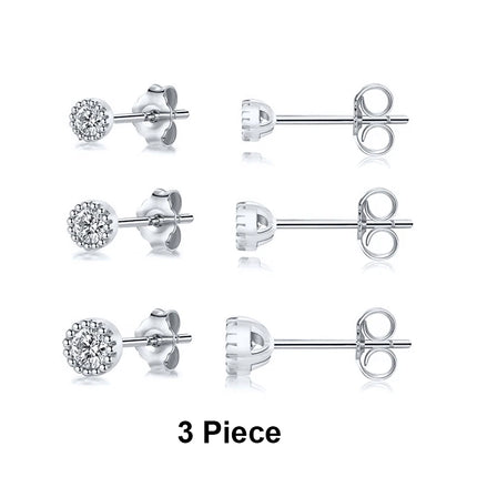 BOAKO 3 Piece 925 Sterling Silver Earrings Set For Women Mini Stud Earring 18K Gold Plated Fine Jewelry Boucle Oreille Femme