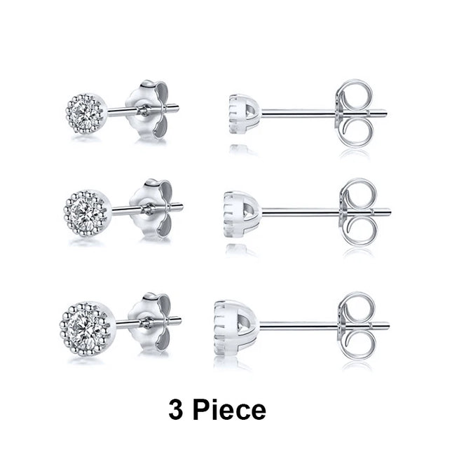 BOAKO 3 Piece 925 Sterling Silver Earrings Set For Women Mini Stud Earring 18K Gold Plated Fine Jewelry Boucle Oreille Femme