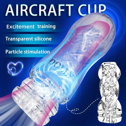 Silicone male masturbation device, adult male sex toy, transparent masturbation cup with suction pocket vaginal sex toy