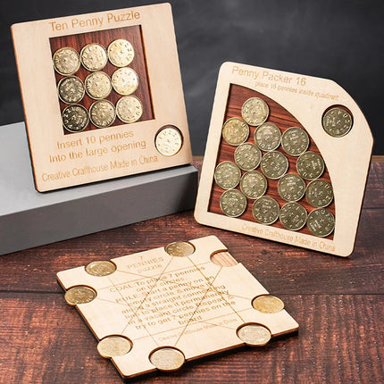 Penny Coin Puzzle Challenging Brain Teaser Puzzles Adults Kids Logic And Strategy Games IQ Test Toys Unique Educational Gifts