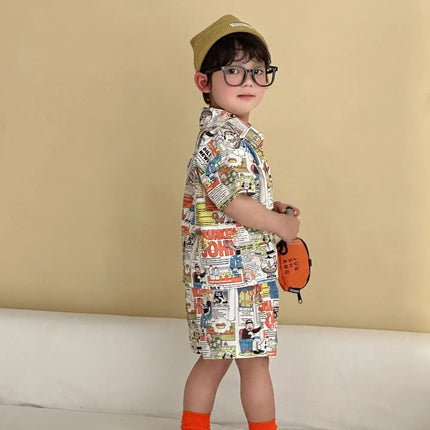RAISE Children Summer Shirts Outfits Boys Vacation Suit 2026 Kids Girls Print Dress Brother Sister Outfits Siblings Matching Set