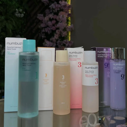 Original Numbuzin No9+ Face Care Collection NAD+ PDRN Glow Boost Toner 5+Glutathione Vitamin Concentrated Essence 3+Bifida Serum