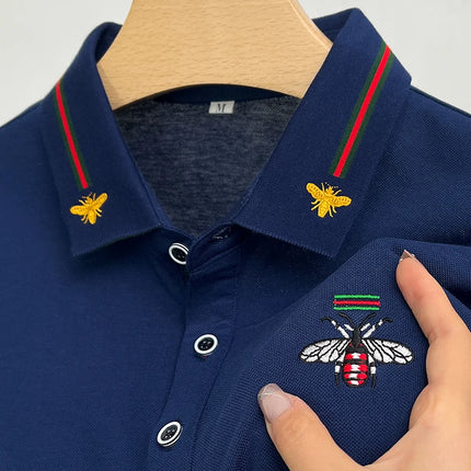 Brand Design Quality Men's POLO-Shirt Lapel Bee Embroid Short Sleeve New Summer T-Shirt Business Classic Fashion Trend Menswear