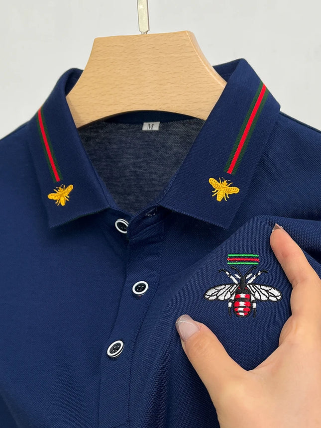 Brand Design Quality Men's POLO-Shirt Lapel Bee Embroid Short Sleeve New summer T-Shirt Business Classic Fashion Trend Menswear
