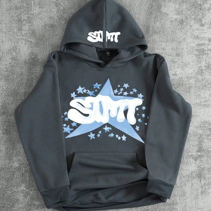 The new men's hooded sweatshirt for Spring and Autumn 2025 is casual fashionable and comfortable with 3D star pattern printing