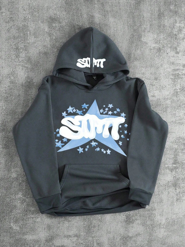 The new men's hooded sweatshirt for Spring and Autumn 2025 is casual fashionable and comfortable with 3D star pattern printing
