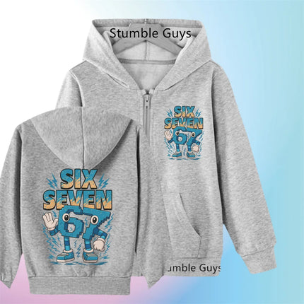 Hot Six Seven Zip Up Hoodies Children's Funny 67 Brainrot Sweatshirts Clothes Kid Girl Boy Zipper Hoody Baby Casual Fashion Tops
