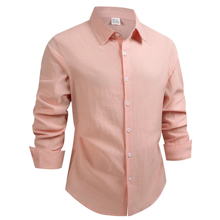 100% Linen Cotton Shirt Men Casual Fashion Male Clothing High Quality Tops Black White Shirts Business Long Sleeve Shirt Men