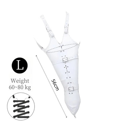 Sexy Lace-up Leather Bondage Handcuff Glove with Flexible Full Arm Cover Wrap Bag for Couple Adult Romantic Fun Sex Toys