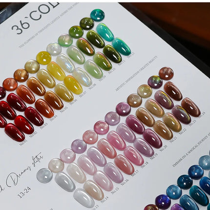 36-color/set Star River Cat Eye Gel Nail Polish 15ml Magnetic Gel Glass Beads Semi Permanent Soak Off UV Nail Gel For Nail Salon