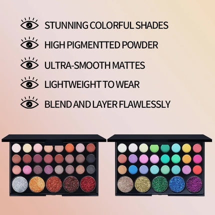 29 Colors Eyeshadow Palette Set with Mascara Eyeshadow Brush Earth Color Waterproof Long Lasting Music Festival Cosmetics Makeup