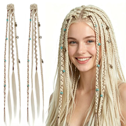 Synthetic Fiber Handmade Mixed-Color BB Clip-in Box Braid Hairpiece Extension 16/20inch 2 PCS Braiding Hair Ponytail Extensions