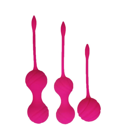 Set of 3 size Rose red Kegal Ball Kit Woman Sexual Wellness Training  Ball Vagina Musle Tighten Pleasure Sex Toy  Soft Silicone
