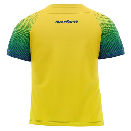 Stylish Brazil Volleyball/Sports Jersey | Navy Body Yellow - Green Gradient Sleeves Embroidered Flag Ideal for Fans & Athletes