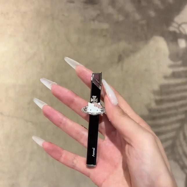 New Butane Gas Lighter Portable Metal Inflatable Lighter Katie Cat Pattern Gas Lighter Cigarette Accessories Small Gifts