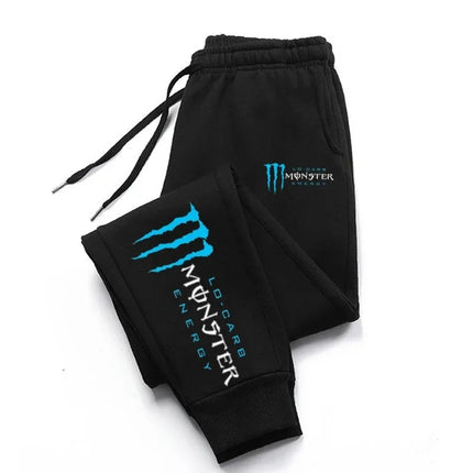 Monster Energy Letter Print Multi-functional Drawstring Casual Pants Men's Loose Fit Straight-Leg Sports Pants