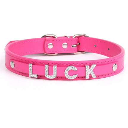 Punk Leather Collar DIY Custom Name Necklace Personalized Letter Angel Queen Choker for Women Men Sexy Cosplay Jewelry Gifts