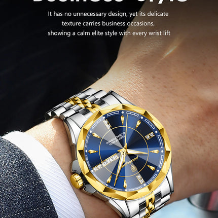 POEDAGAR Luxury Man Clock Business Waterproof Luminous Date Week Watches For Men Quartz Stainless Steel Fashion Men's Wristwatch