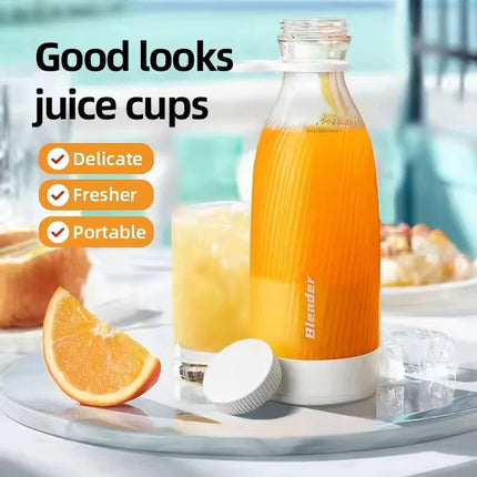 2026New 500ml Rechargeable Portable Juicer, Ice Cream Electric Juicer, Mini Glass Juice Bottle With Stainless Steel Blade