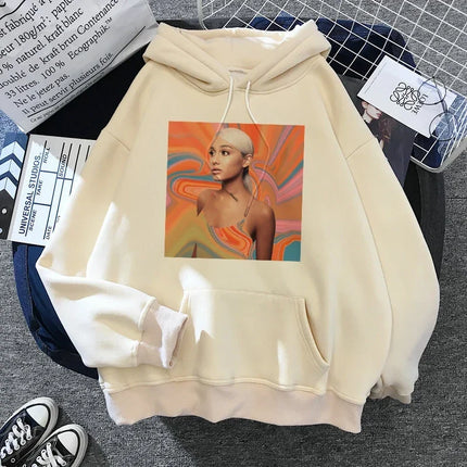 Ariana Grande Casual Drawstring Kangaroo Pocket Hoodies Sweatshirt Women's Clothing Clothing Winter Clothes Women