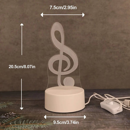 USB 3D note shaped night lights, musician collection lights, bedroom party and holiday decoration lights, friend gift lights.