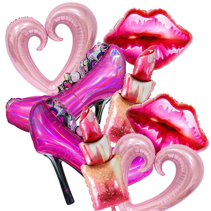 Lipstick Balloon Large Lip Heart Foil Balloons for Spa Makeup Girl's Party Decors Bridal Shower Wedding Valentine's Day Supplies