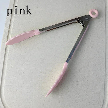 Anti Slip Cooking Serving Tongs Stainless Steel Food Clip Bread Salad Tong Heat-Resistant Barbecue Clips Kitchen Cooking Tool