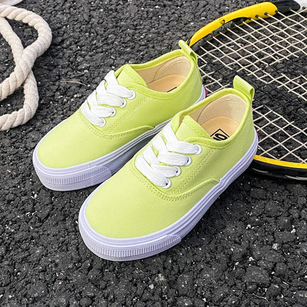 1059-1 Minimalist Style Solid Color Boys and Girls Low Top Children's Canvas Shoes Fluorescent Candy Baby Casual Board Shoes C