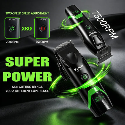 Kemei Clippers Professional Hair Clipper Adjustable Hair Trimmer Hair Care Appliance LED Display Clipper for Men KM-1386 KM-1385