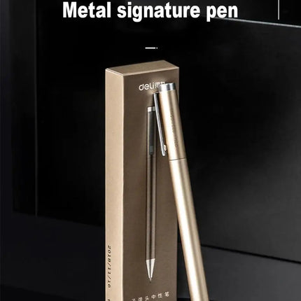 Deli Metal Gel Pens 0.5mm black ink Refill Sign Pen Stationery Smooth Writing Business Pen School Office Supplies for Kid Gift