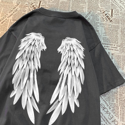 Angel Wings Personality Pattern Tshirt Men Women Hip Hop Quality T-Shirts Creativity O-Neck Tops Personality Quality T-Shirts