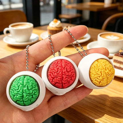 10/1pcs Fun 3D Printed Skull Brain Clicker Keychain Skull Button Fidget Clicker Mechanical Keyboard Bag Pendant Stress Relief