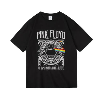 Pink Floyd The Moon Album T-shirt Tops Vintage Men Women Oversized Streetwear Y2k Cotton Clothes Hip Hop Male Female Clothing