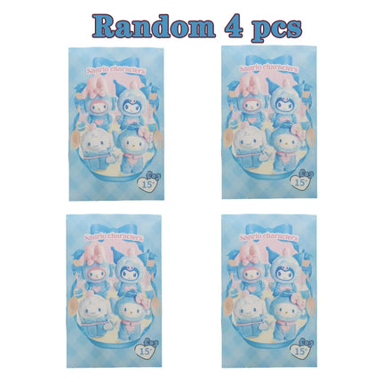 Sanrio Family Fox Island & Blue Flutter Series Vinyl Plush Blind Box Cute Cartoon Hello Kitty Kuromi Pendants Girl Bag Toy Gifts