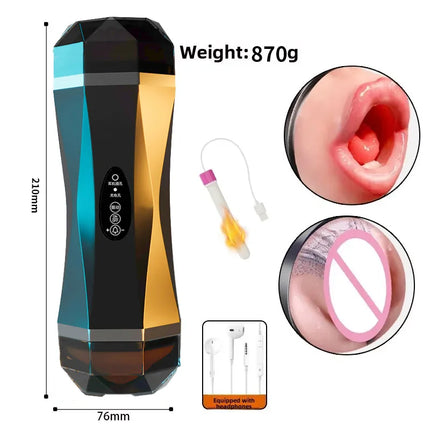 Male Automatic Double-Headed Penetration Intelligent Voice Realistic Channel Vibrating Deep Vagina Pocket Pussy Adult Sex Toy 18