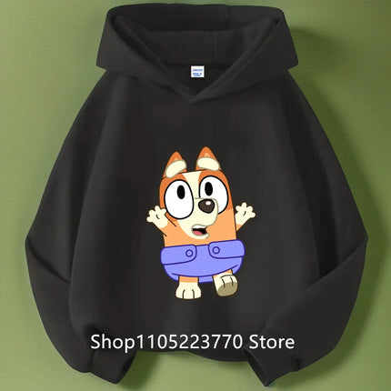 Kids Bluey Hooded Sweatshirt Fall Winter Warm Soft Pullover Comfortable Playwear for Boys Girls
