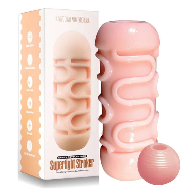 Male Masturbator Cup Penis Trainer with Sucking Ball Realistic Vagina Penis Massage Reusable Masturbator Oral Sex Toys for Men