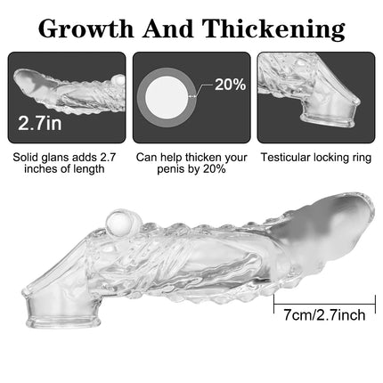 Reusable Penis Enlargement Vibrator Penis Extender Sleeve Sex Toys For Men Adult Delay Ejaculation Cock Ring Vibrator Condom