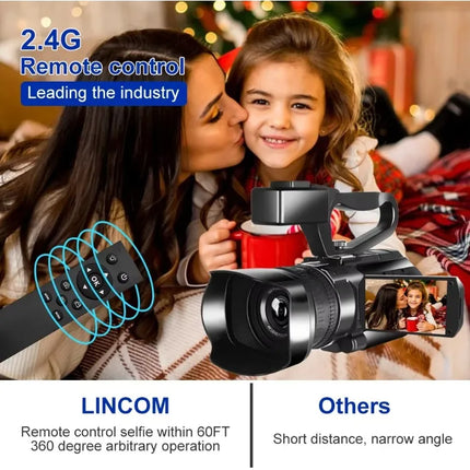 4K Ultra HD Professional Video Cameras for Photography 18X Digital Zoom YouTube Live Streaming Camcorders 64MP Vlogging Recorder