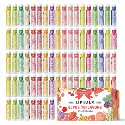 80PCS advanced gift set lipstick set -16 flavors, moisturizing, nourishing, shiny, natural formula